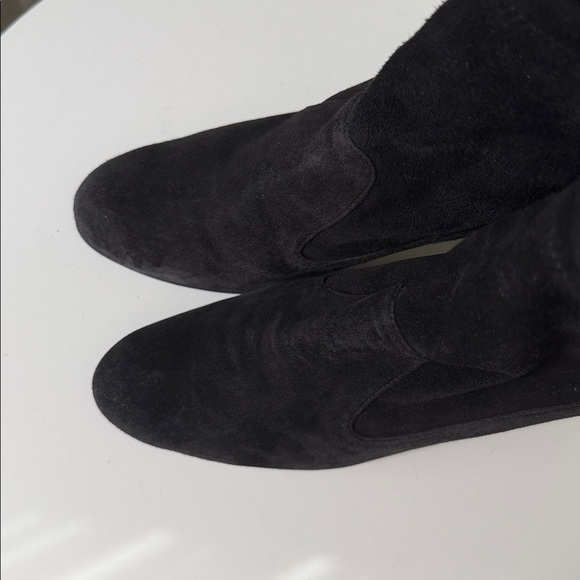 Stuart Weitzman Glove High-Heel Booties Suede Satin Lined Neutral Girl Boss 8 - Picture 7 of 17